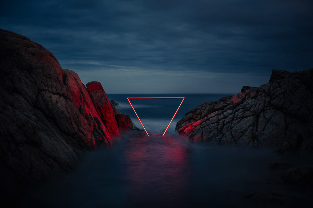 Geometric light installations by Nicolas Rivals in Spain