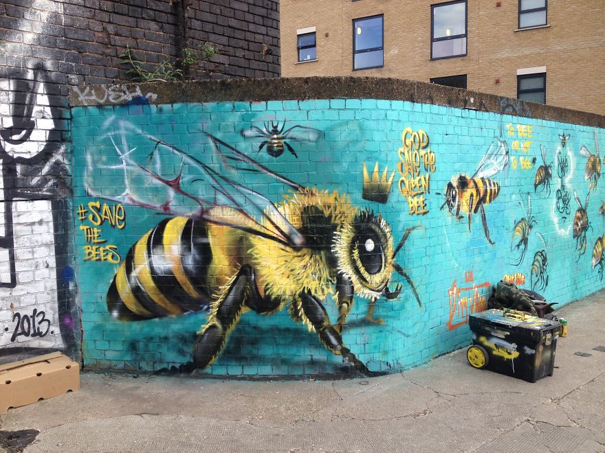 London Streets Painted With Bee Murals To Raise Awareness About Colony Collapse Disorder (6)