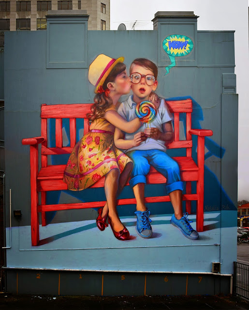 Natalia Rak paints Love Is In The Air in Dunedin, New Zealand (3)